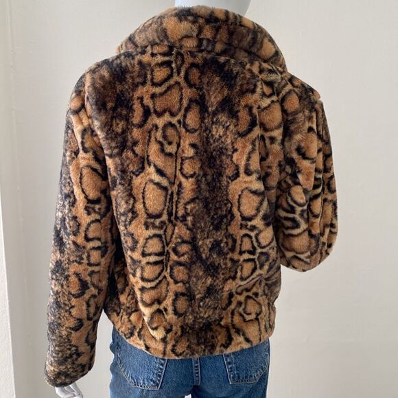 Forever 21 Faux Fur Leopard & Snakeskin Print Moto Style Cropped Jacket - Picture 5 of 7